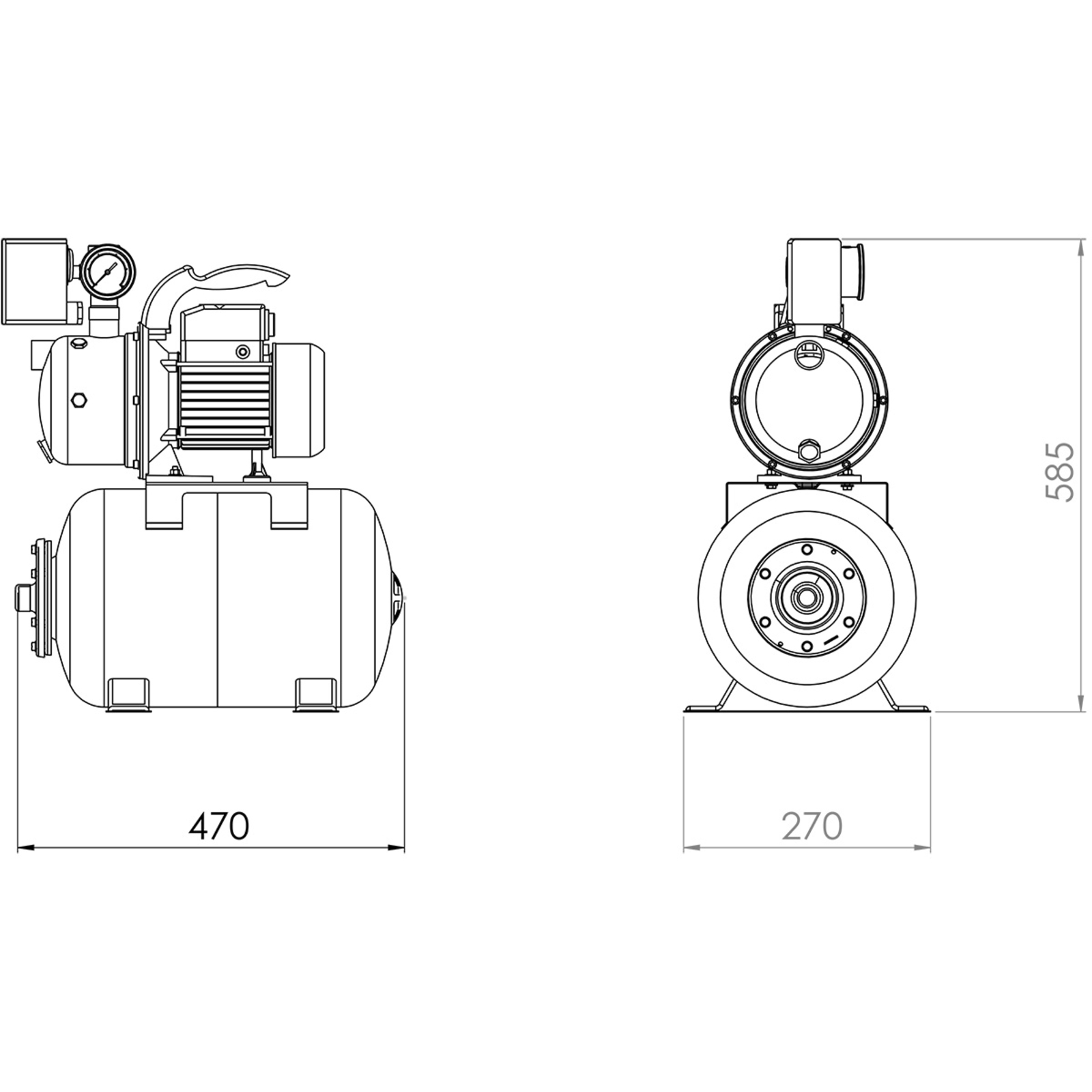 GROUPE DE SURPRESSION 24L POMPE INOX MONO 0,75KW 230V - RENSON - 817274