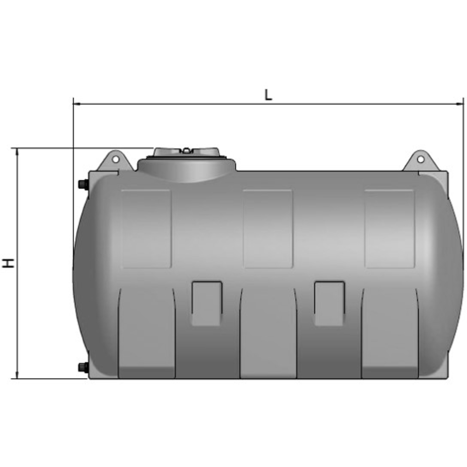 CUVE STOCKAGE HORIZONTALE GRIS EN PE 1000L - RENSON - 818274
