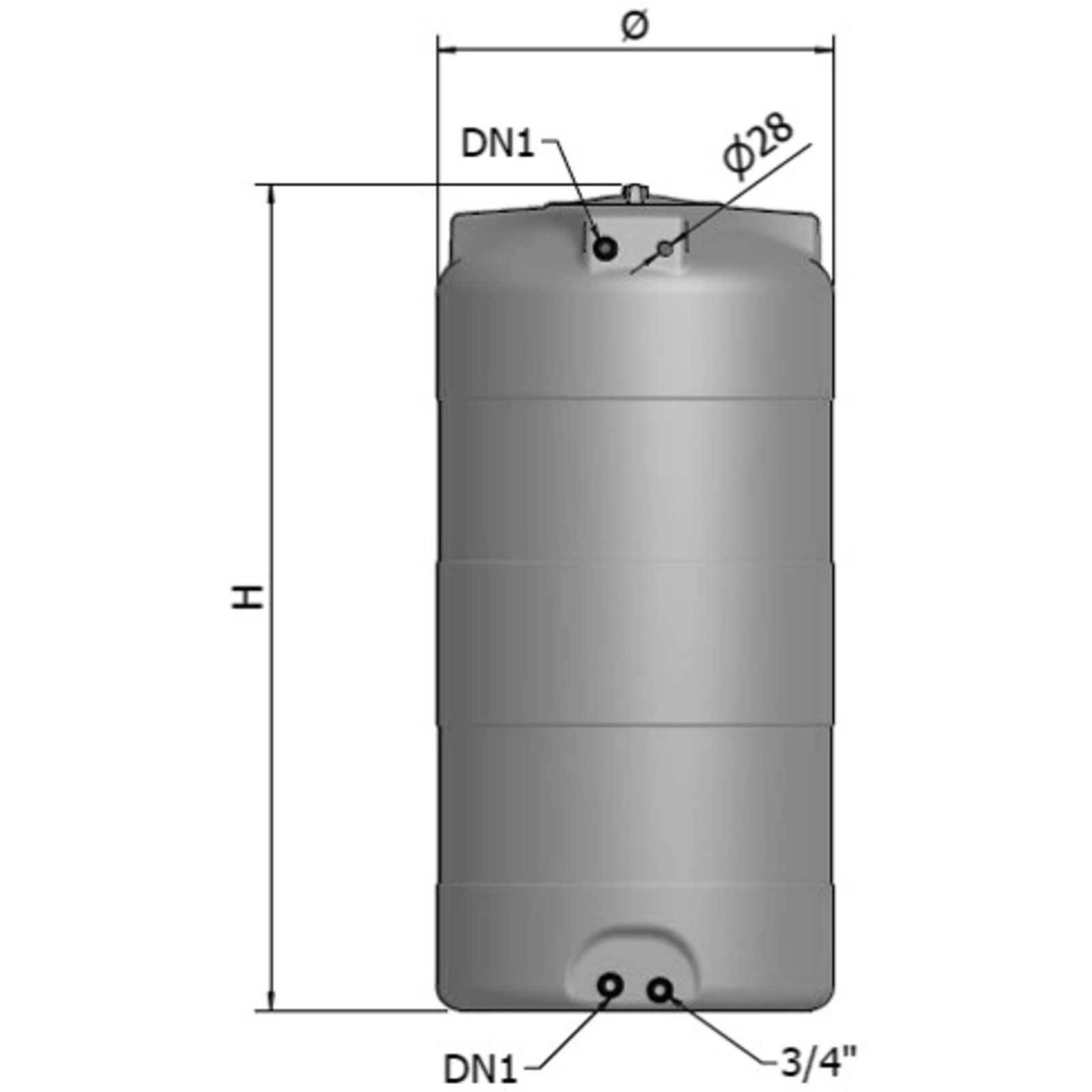 CUVE STOCKAGE VERTICALE GRISE EN PE 500L PRE EQUIPEE - RENSON - 818303