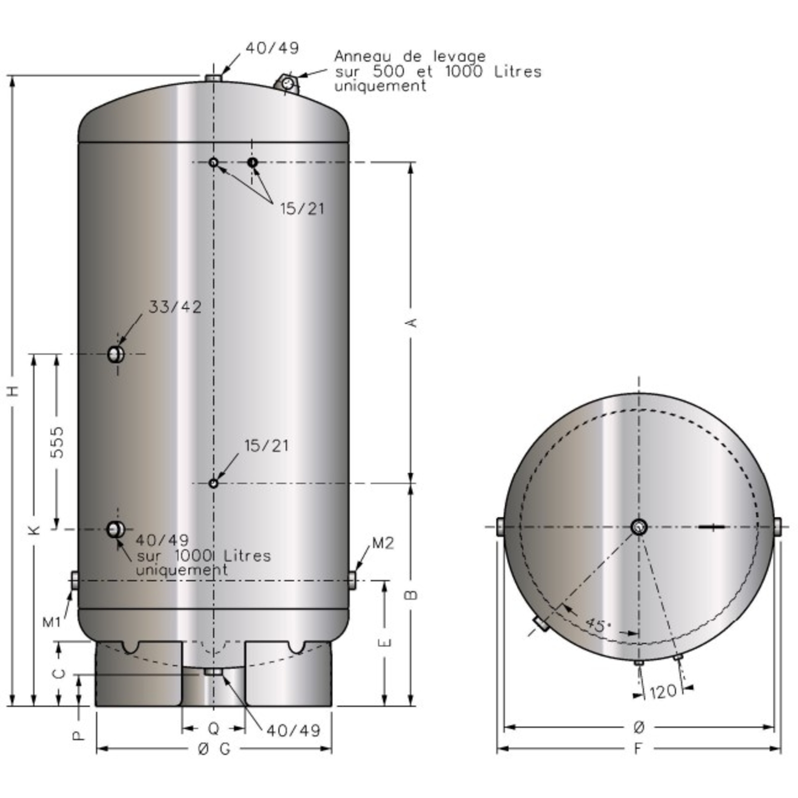 RESERVOIR GALVA PLASTIFIE 300 LITRES 6 BAR - RENSON - 818361