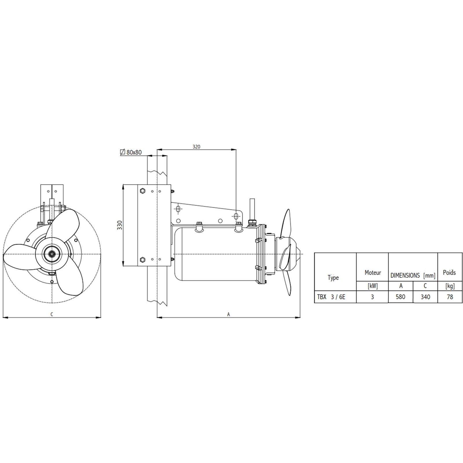 Malaxeur inox 3 pales 3 KW RENSON - 818385