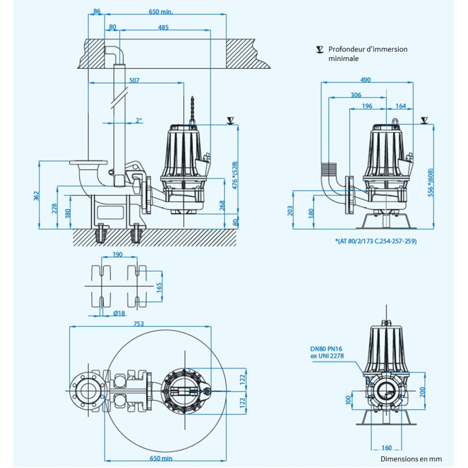 POMPE DE RELEVAGE TRI FONTE MONOCANALE 5,5KW DN80  RENSON - 818556