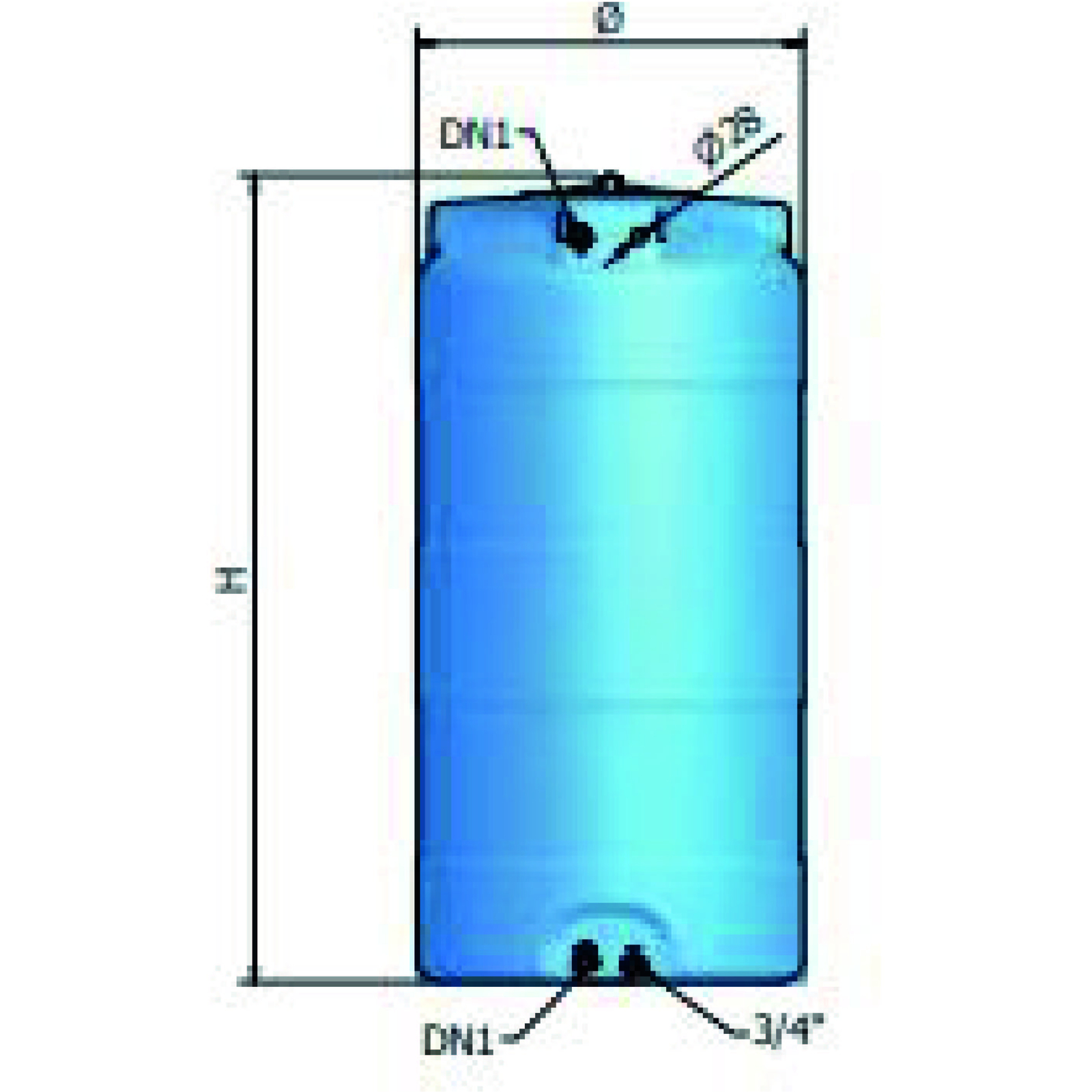 CUVE STOCKAGE VERTICALE BLEUE EN PE 5000L PRE EQUIPEE 3'' - RENSON - 825041