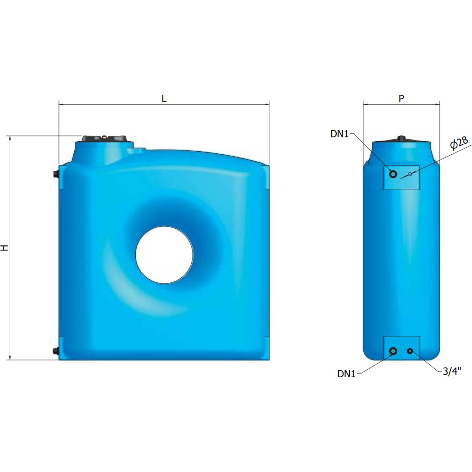 CUVE STOCKAGE VERTICALE BLEUE ESPACE TRES REDUIT 1500L - RENSON - 825068