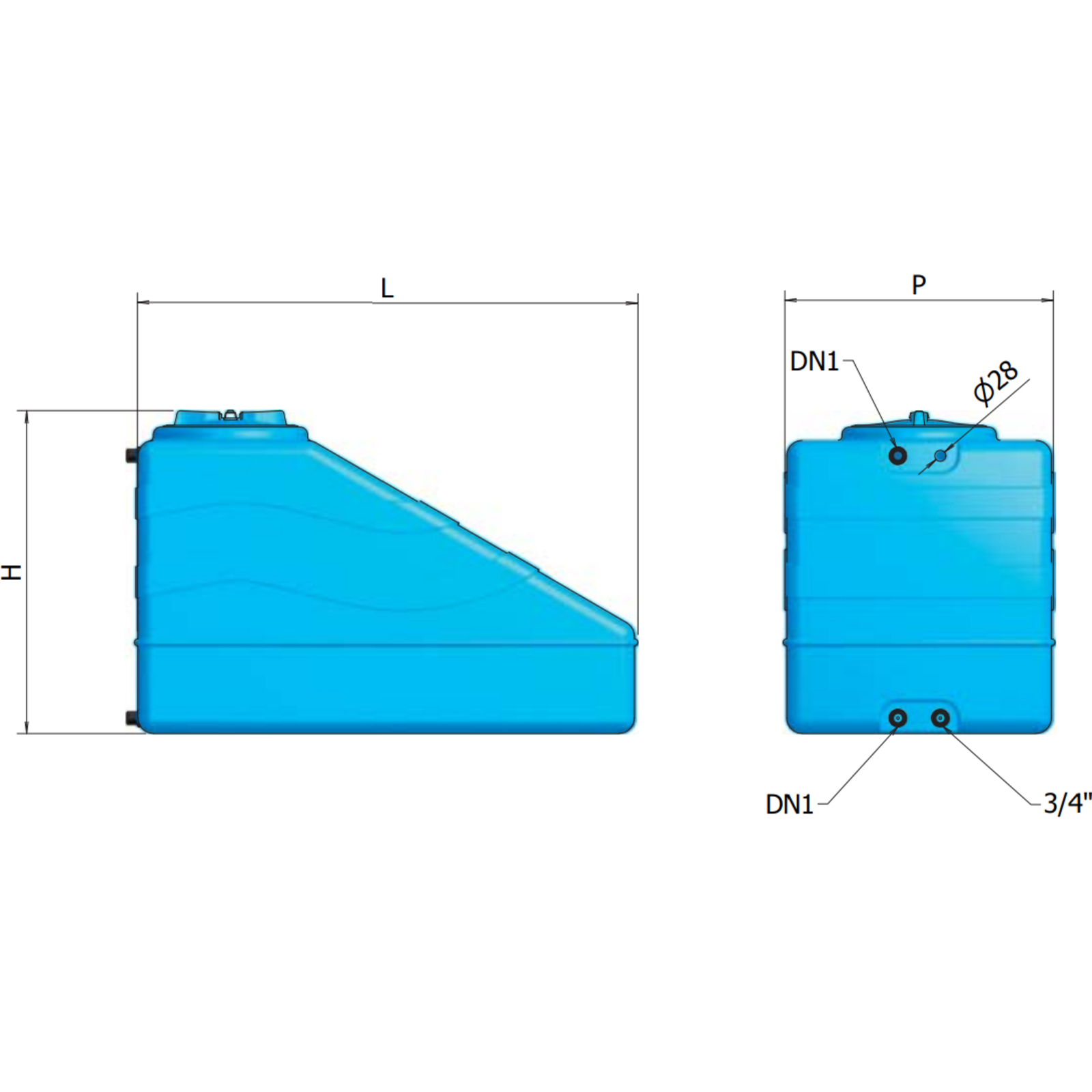 RESERVOIR STOCKAGE 300L BLEU PAN INCLINE - RENSON - 825080