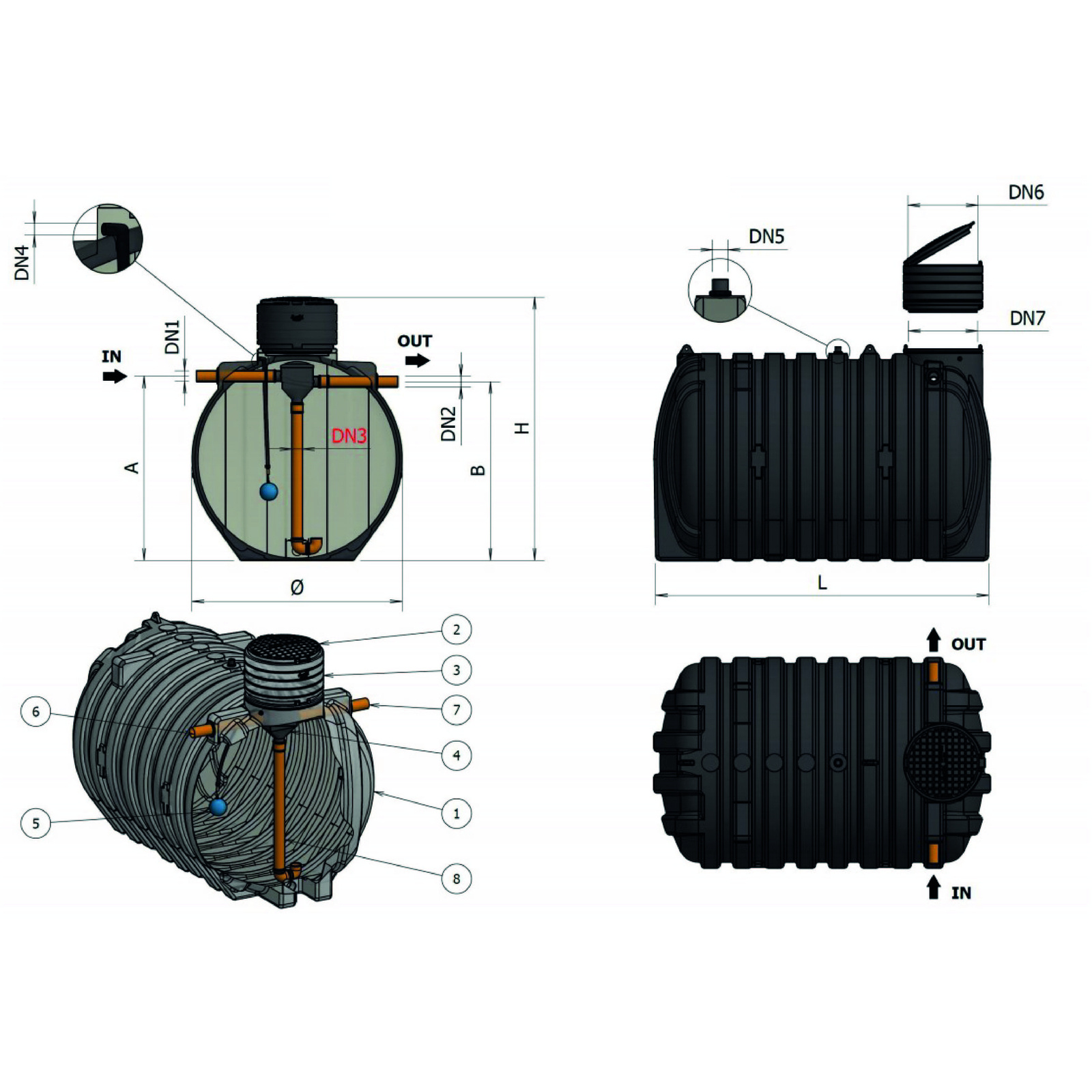 CUVE ENTERRABLE DE 10000L AVEC REHAUSSE ET FILTRE - RENSON - 980032