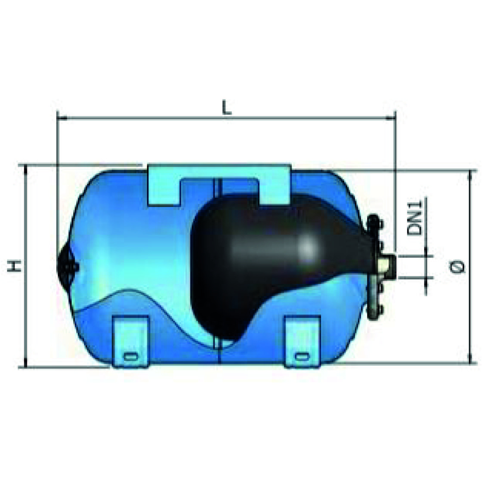 RESERVOIR A VESSIE HORIZONTAL 25L PRESSION MAX 8 BARS - RENSON - 980301
