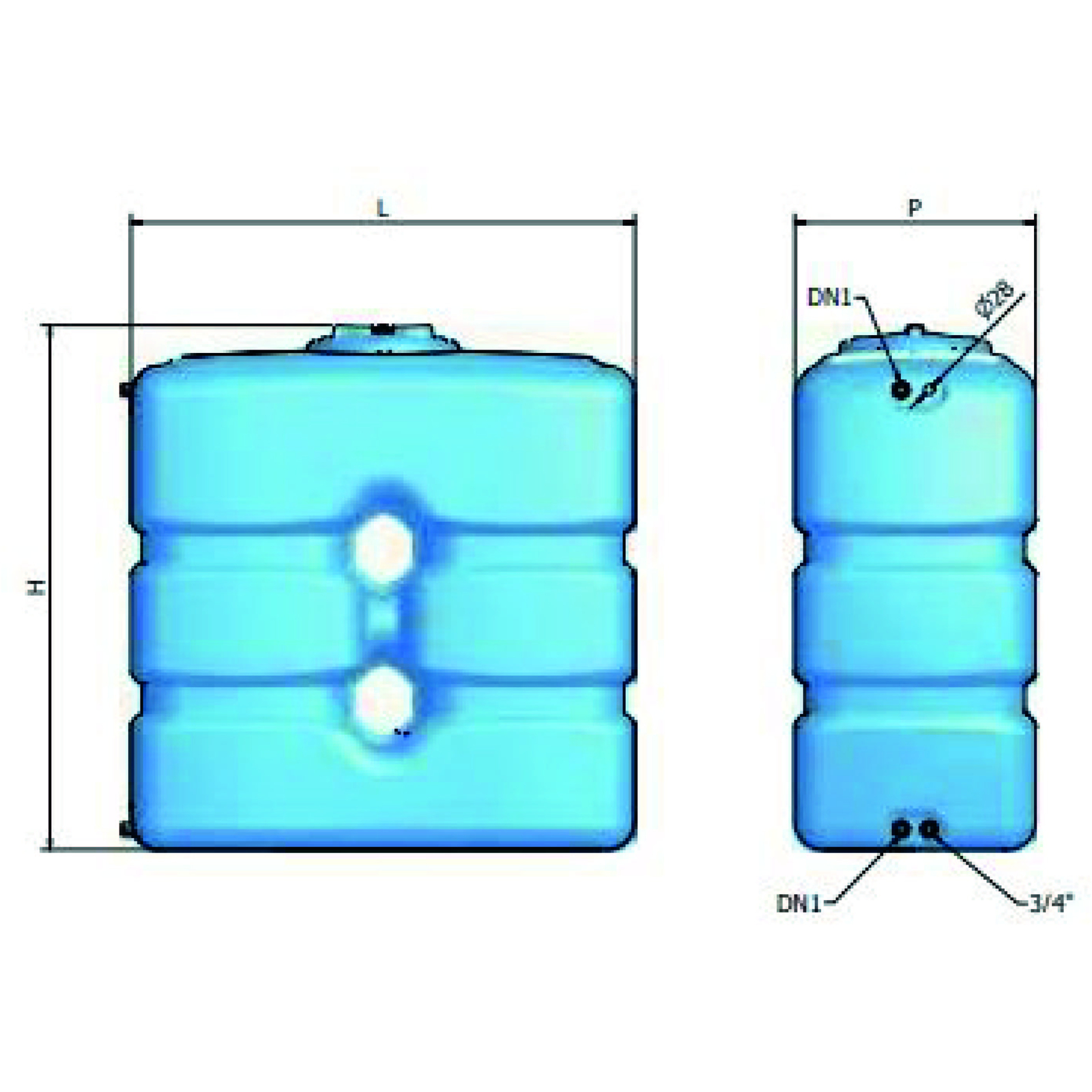 CUVE STOCKAGE VERTICALE BLEUE EN PE POUR ESPACE REDUIT 800L - RENSON - 980330
