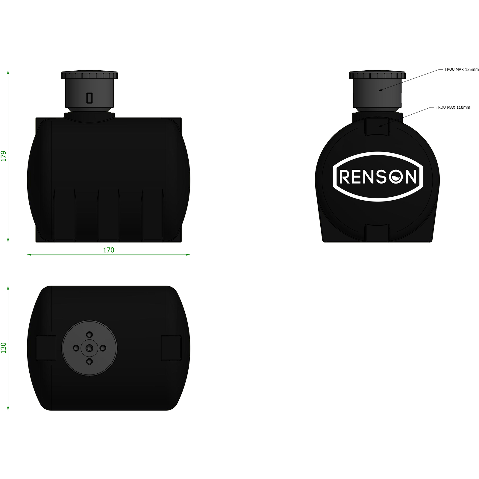 CUVE ENTERRABLE DE 2000 L AVEC REHAUSSE - RENSON - 980344