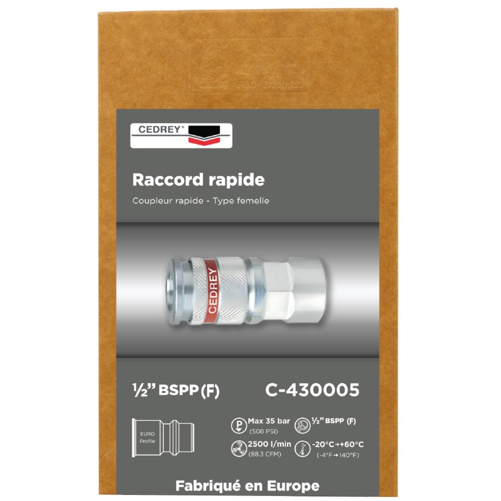 Coupleur rapide femelle 1/2'' - PROFIL EURO - BOITE de 10 CEDREY - C-430005B