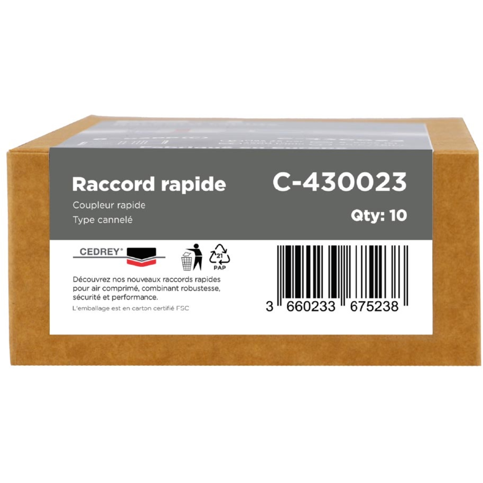 Coupleur rapide cannele 8MM - PROFIL EURO - BOITE de 10 CEDREY - C-430023B