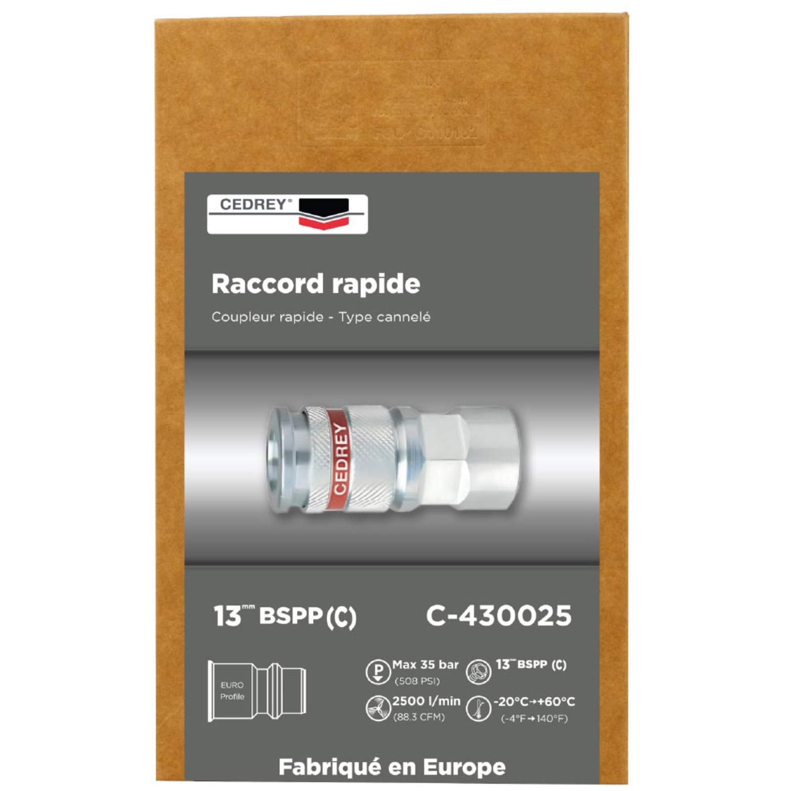 Coupleur rapide cannele 13MM - PROFIL EURO - BOITE de 10 CEDREY - C-430025B