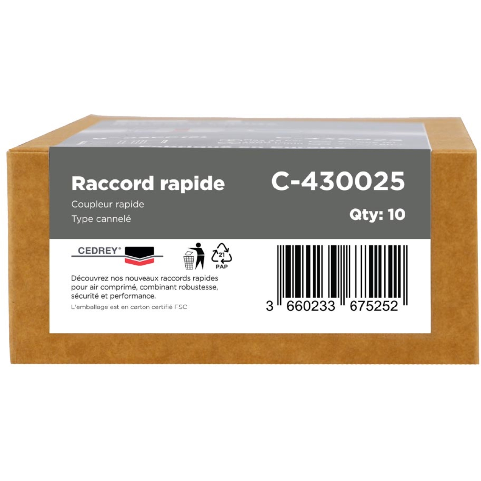 Coupleur rapide cannele 13MM - PROFIL EURO - BOITE de 10 CEDREY - C-430025B