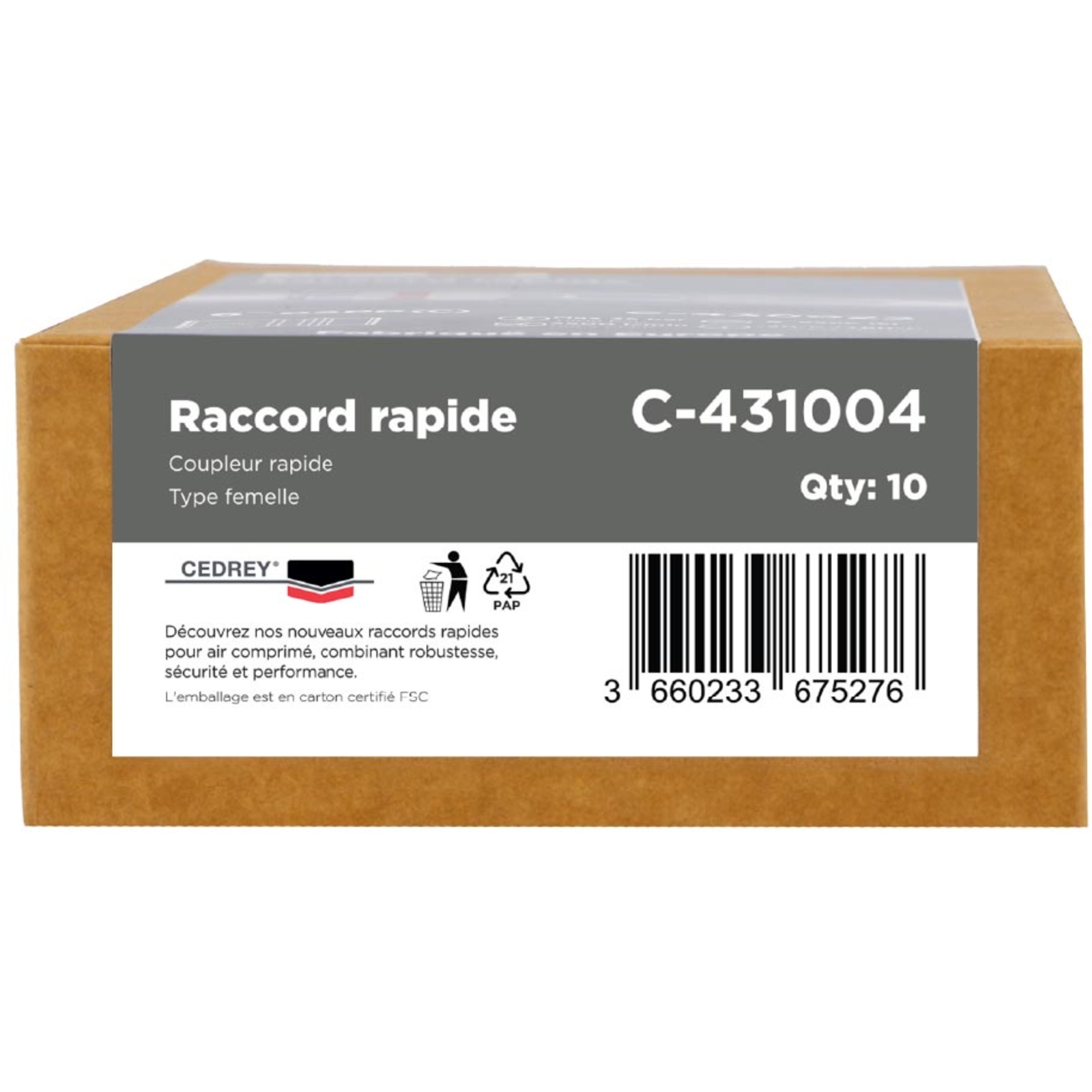 Coupleur rapide femelle 3/8'' - PROFIL ISO 6150B - BOITE de 10 CEDREY - C-431004B