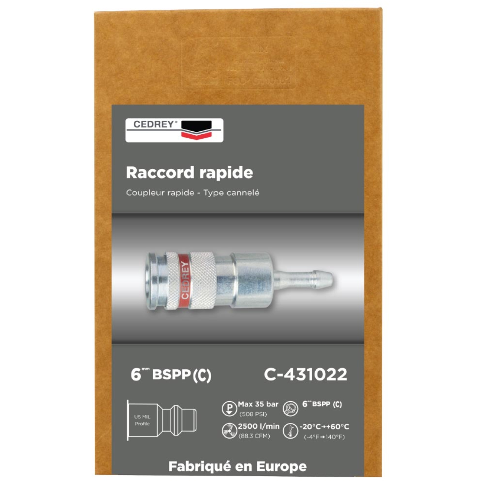 Coupleur rapide cannele 6MM - PROFIL ISO 6150B CEDREY - C-431022