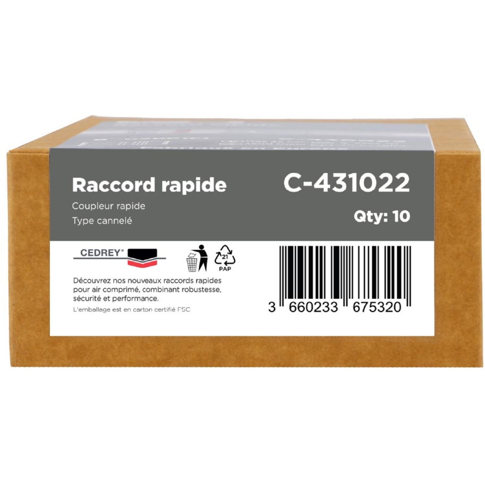 Coupleur rapide cannele 6MM - PROFIL ISO 6150B CEDREY - C-431022
