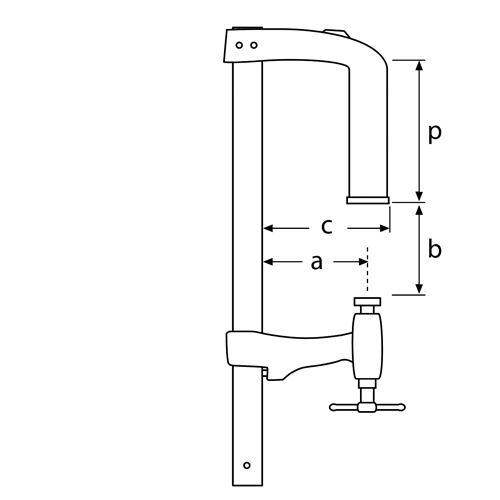 Serre-joint à serrage profond 4003-UL - saillie 130 mm ouverture de 50 cm URKO - 1540051