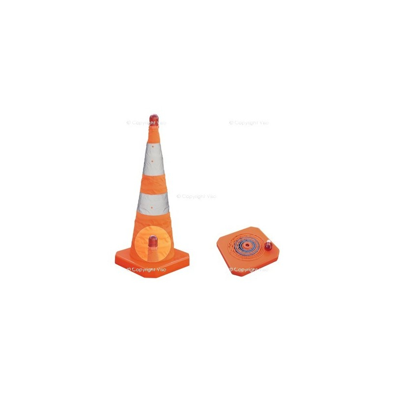 CONE DE SIGNALISATION VISO PLIABLE 70CM LAMPE CLIGNOTANTE ORANGLE/BLANC - SSC370