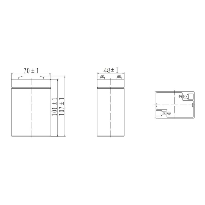 Batterie plomb rechargeable 6V 4Ah avec connexions Faston F1 - VELAMP - 23722