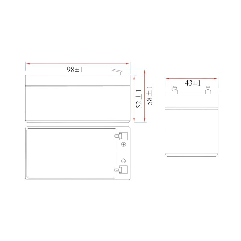Batterie plomb rechargeable 12V 1,3Ah avec connexions Faston F1 - VELAMP - 23723