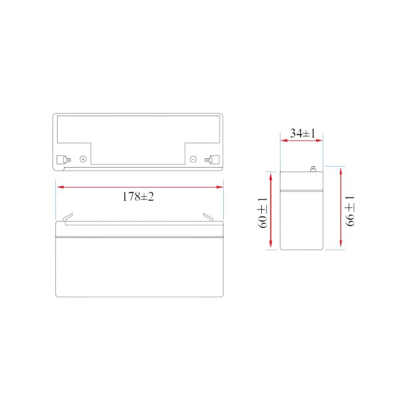 Batterie plomb rechargeable 12V 2,2Ah avec connexions Faston F1 - VELAMP - 23724