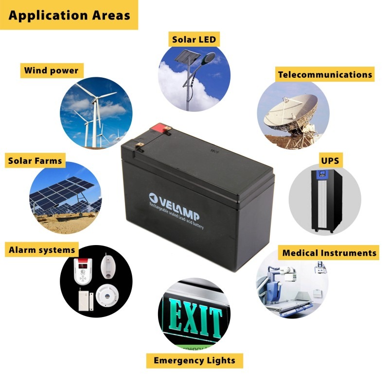 Batterie rechargeable au plomb 6V 3,2Ah avec connecteurs faston - VELAMP - 23725H