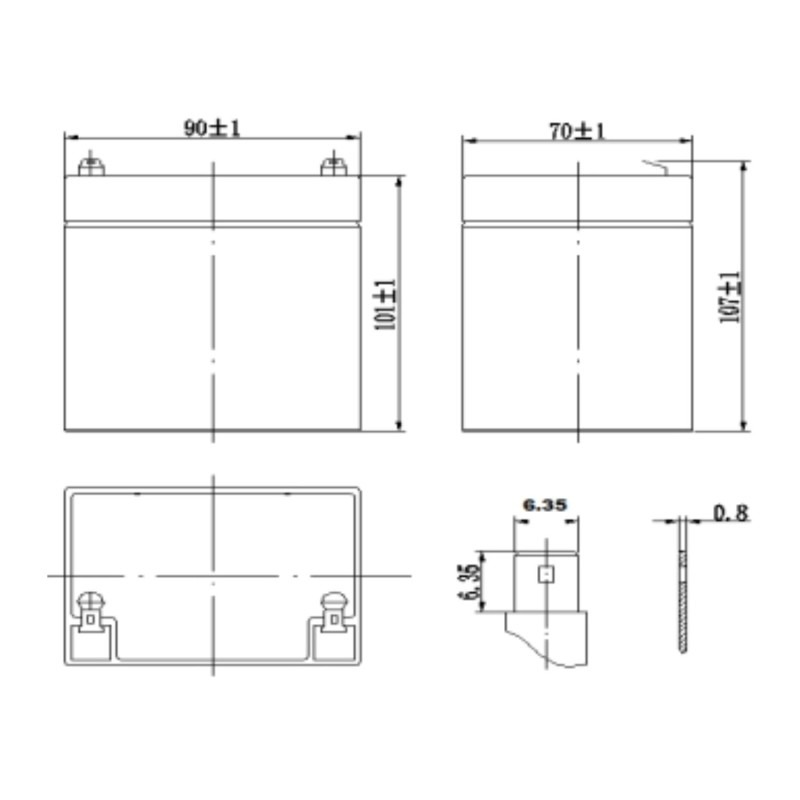 Batterie rechargeable au plomb 12V 5Ah avec connexions Faston F2 - VELAMP - 23736