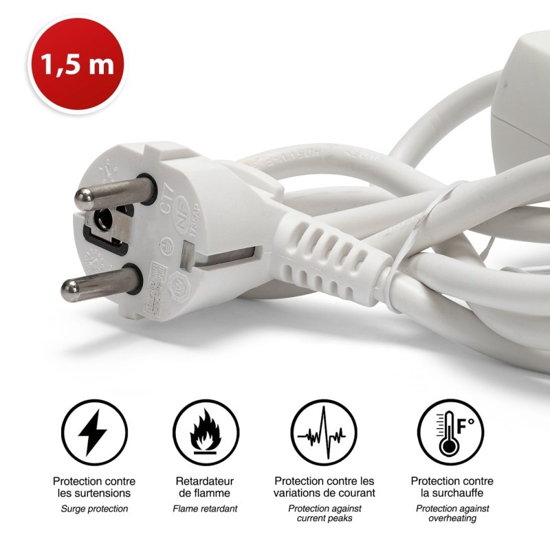 Bloc multiprise 3 sorties 2 prises USB  - VELAMP - MULTIP-FR-USB3