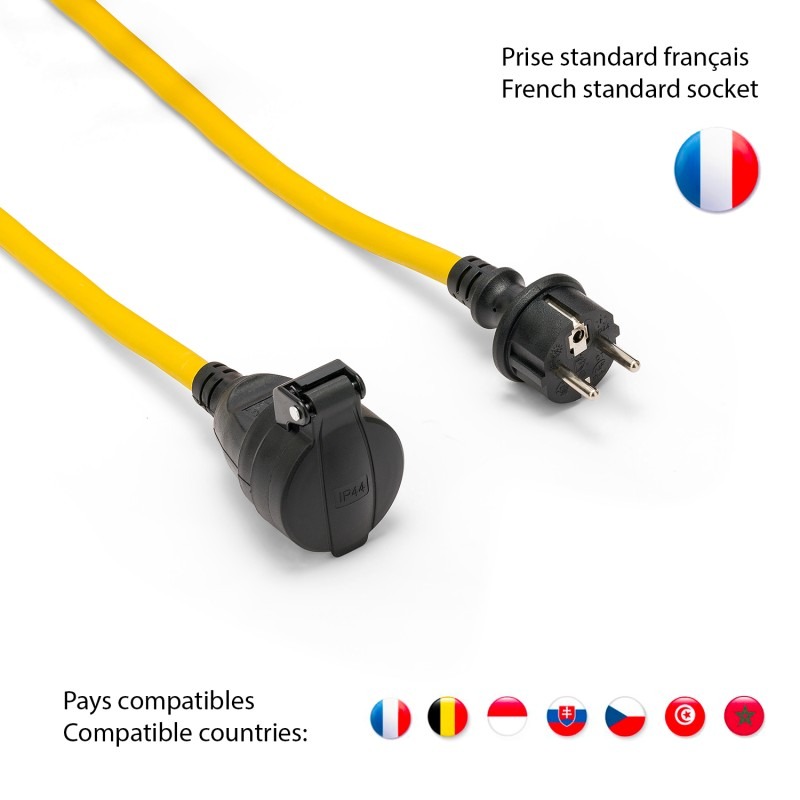 Rallonge de chantier 20 m H07RN-F 3G2,5 mm² IP44 - VELAMP - PRO725-20F