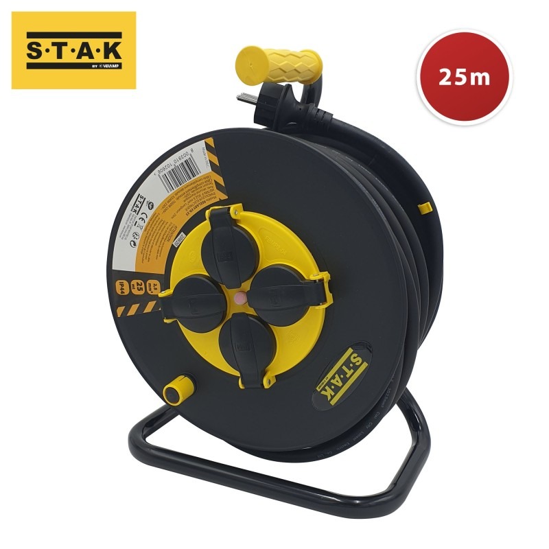 Enrouleur professionnel 4 prises 25 m H07RN-F 3G2,5 mm² IP44 - VELAMP - REELART-FR-25