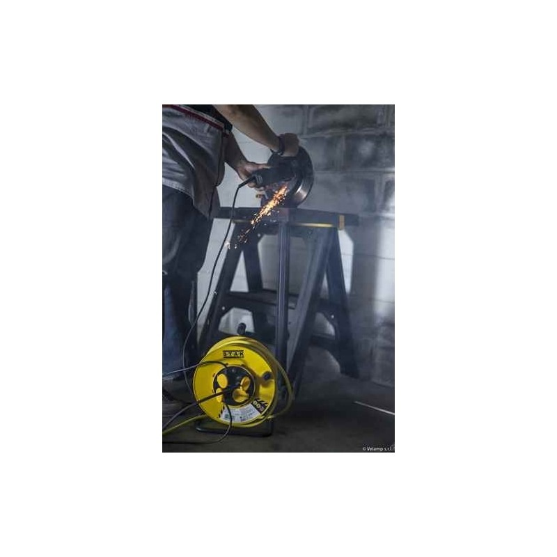 Enrouleur prof 4 prises 25 m H07RN-F 3G2,5 mm² IP44 tambour fixe - VELAMP - REELPRO-FR-25