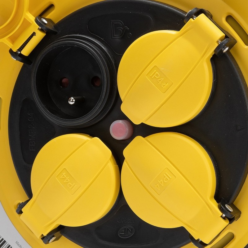 Enrouleur prof 4 prises 25 m H07RN-F 3G2,5 mm² IP44 tambour fixe - VELAMP - REELPRO-FR-25