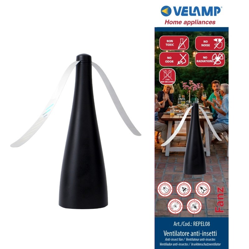 Ventilateur anti-insectes FANZ à piles avec crochet - VELAMP - REPEL08