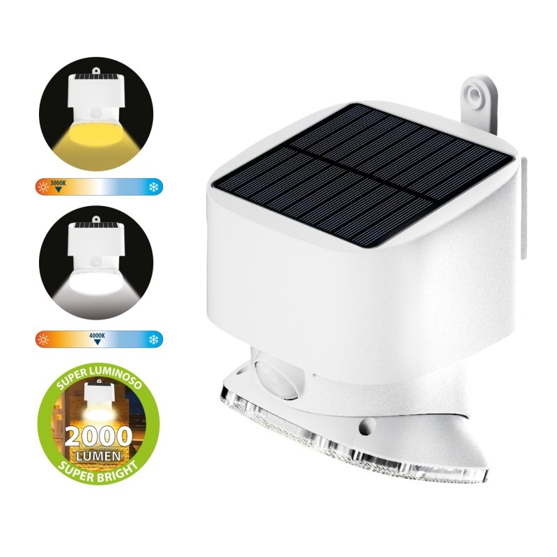 Projecteur LED solaire SUGAR 2000 lm avec détecteur de mouvement - VELAMP - SL356