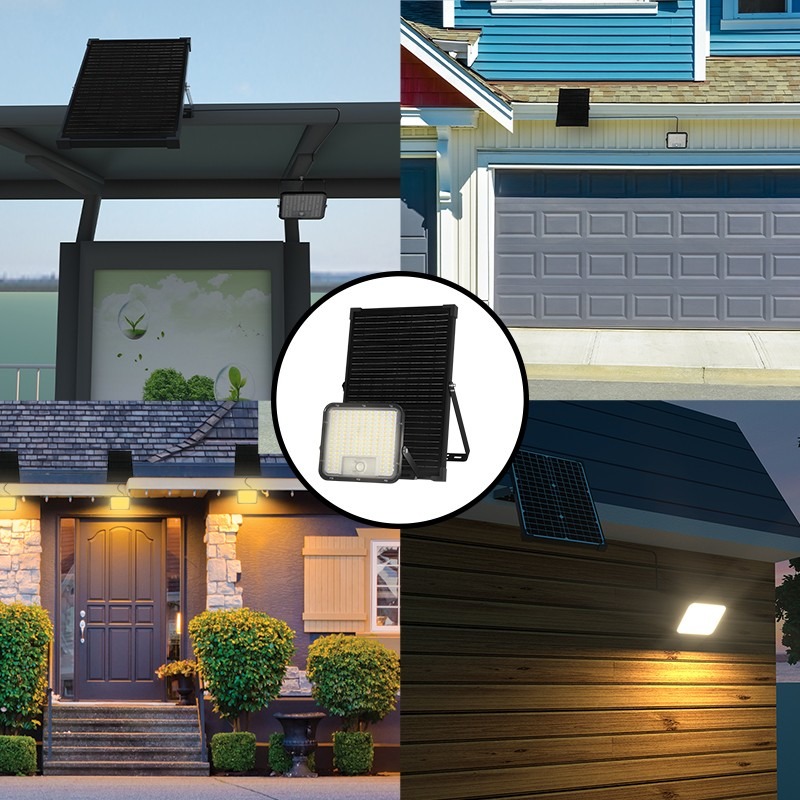 CUBE Projecteur LED solaire 9600 lumens avec détecteur PIR et panneau solaire déport - VELAMP - SL367