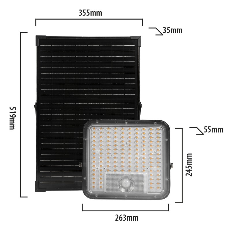 CUBE Projecteur LED solaire 9600 lumens avec détecteur PIR et panneau solaire déport - VELAMP - SL367