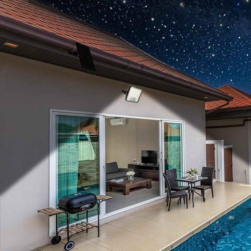 CUBE Projecteur LED solaire 9600 lumens avec détecteur PIR et panneau solaire déport - VELAMP - SL367