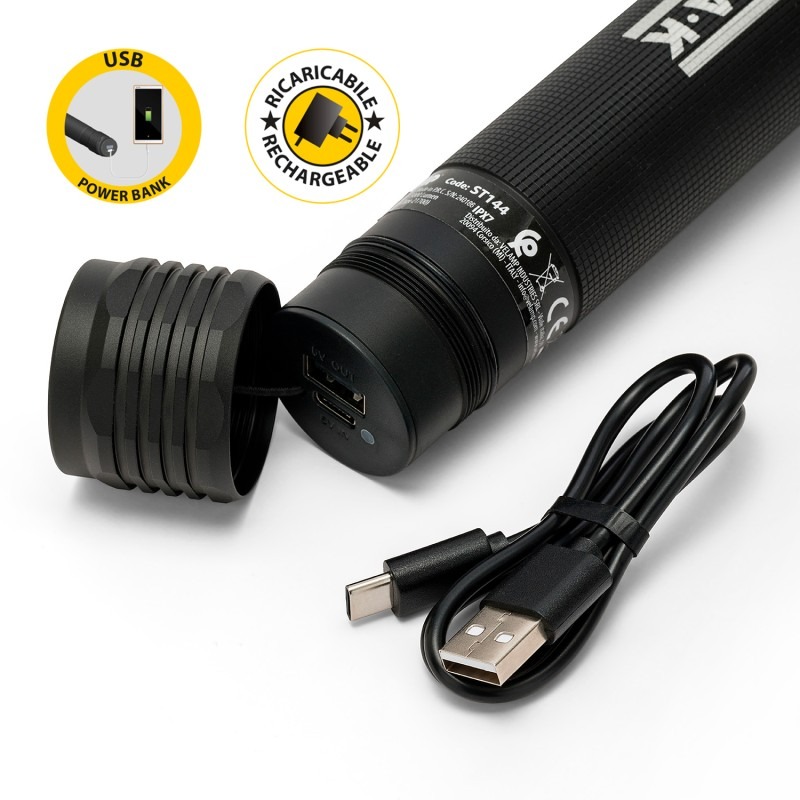MAMBA Lampe Torche LED Rechargeable 5 000 Lm avec Power Bank - VELAMP - ST144