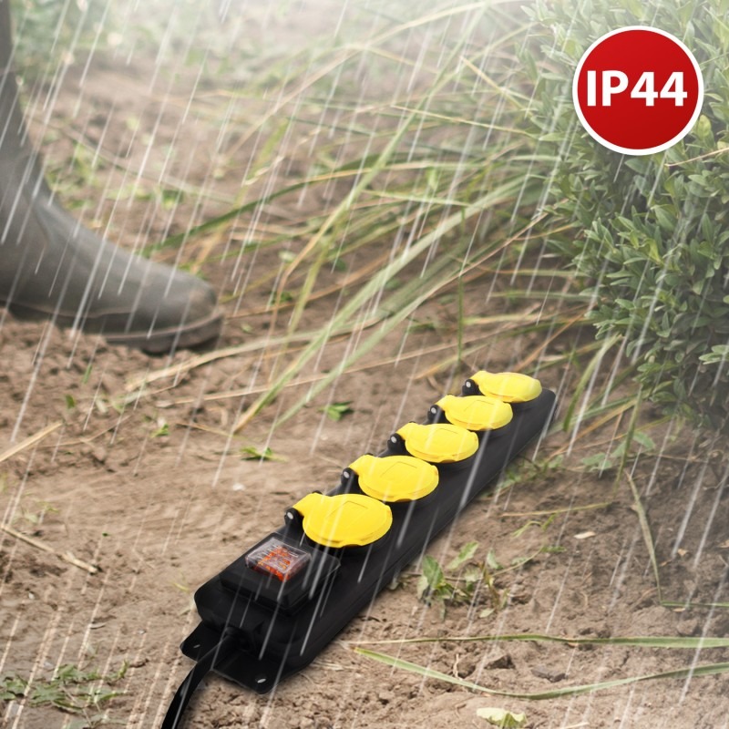 Bloc multiprises 5 prises avec interrupteur et cordon 1,5 m H05RR-F 3G1,5 mm² - VELAMP - ST305-FR
