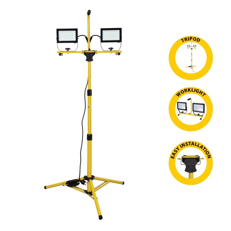 PROJECTEUR LED 2x50W sur trépied avec câble 3 m H05RN-F - VELAMP - ST748NG