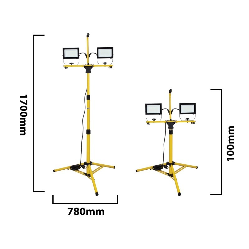PROJECTEUR LED 2x50W sur trépied avec câble 3 m H05RN-F - VELAMP - ST748NG