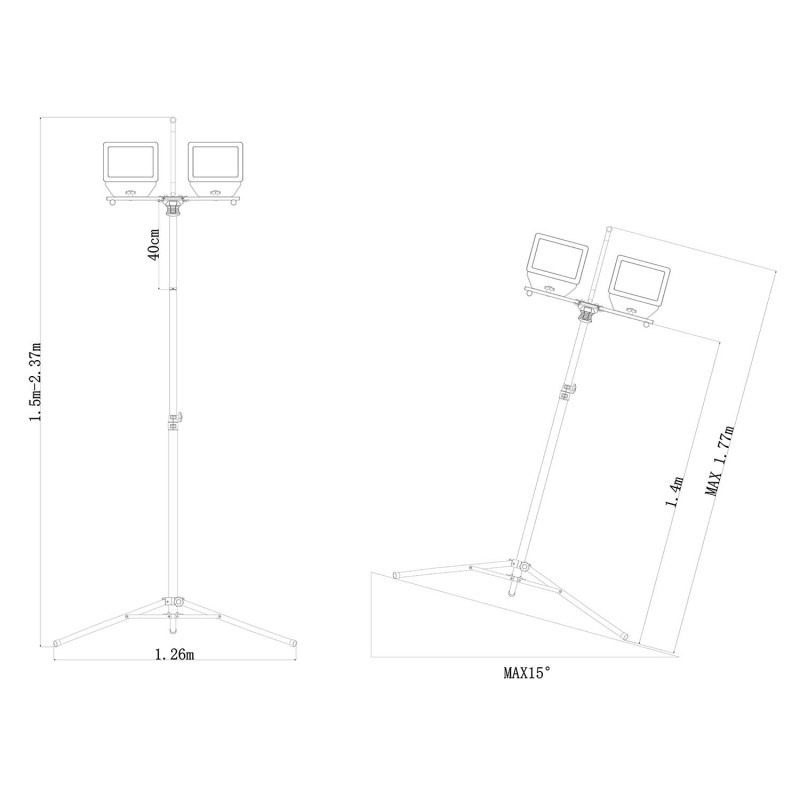 Spot LED sur trépied MINOS 2x100W 17 000 lumens IP65 extérieur - VELAMP - ST755NG