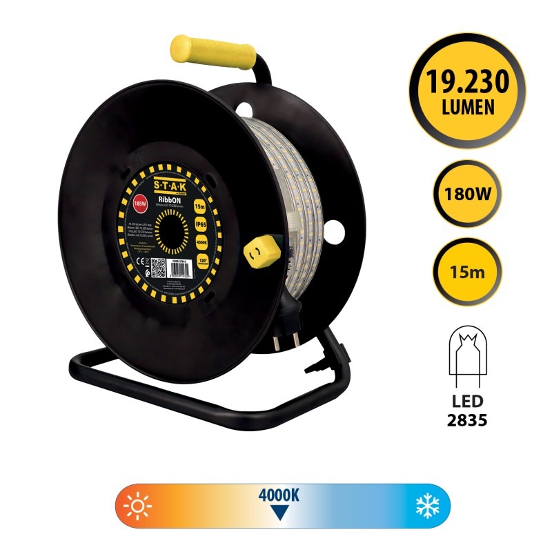 RIBBON 15M Bandeau LED puissant 19000 Lm IP65 avec enrouleur - VELAMP - ST915
