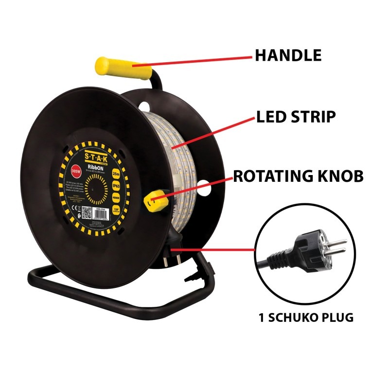 Bandeau LED RIBBON 25 m 32000 lm IP65 avec enrouleur - VELAMP - ST925