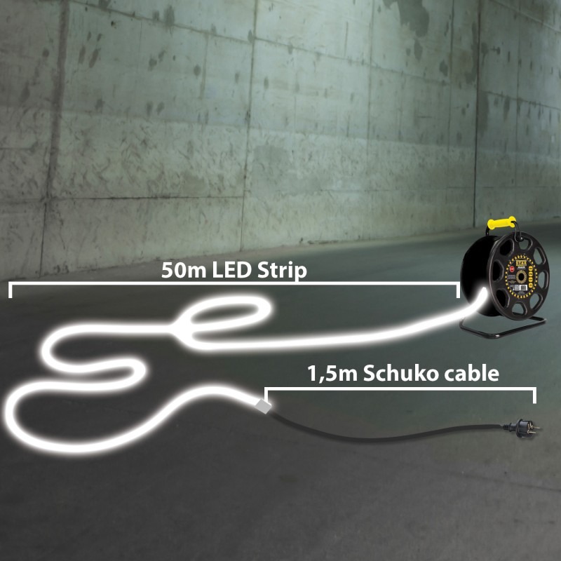 Bandeau LED RIBBON 50 m 65000 lm IP65 avec enrouleur - VELAMP - ST950