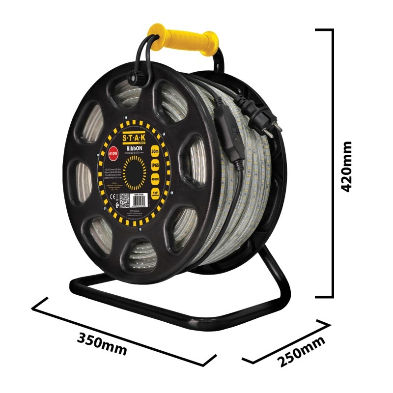 Bandeau LED RIBBON 50 m 65000 lm IP65 avec enrouleur - VELAMP - ST950