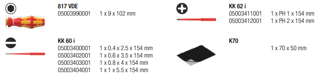 Jeu de tournevis 7 pièces VDE avec 6 lames intercheangeables isolées WERA Kraftform Kompact - 05003470001