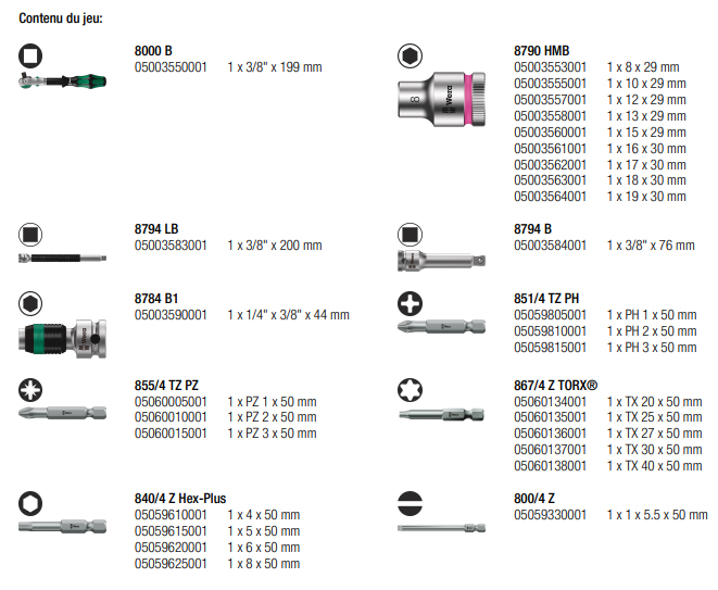 Jeu de douilles WERA 3/8