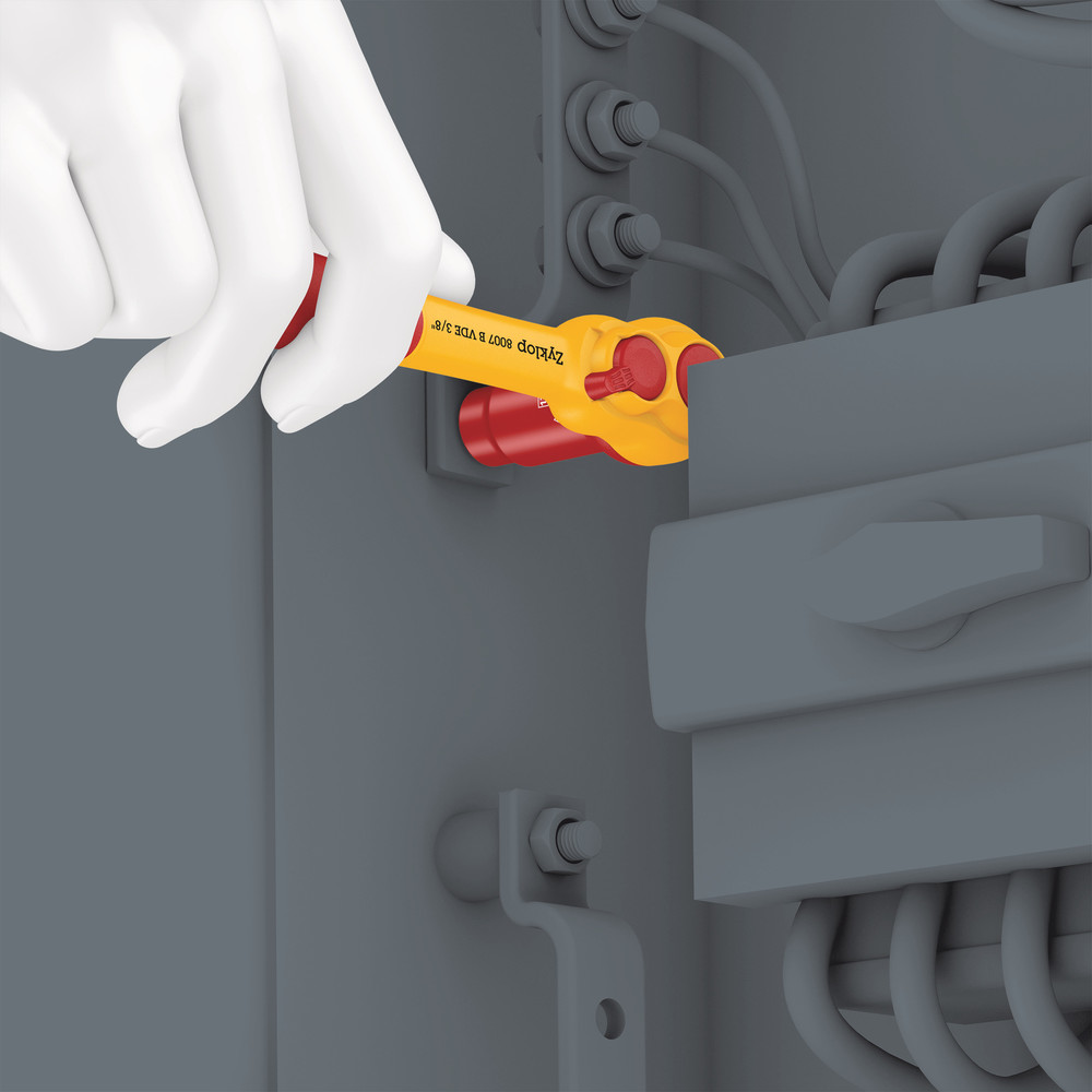 Cliquet Zyklop VDE 8007 B, isolé, avec levier d‘inversion, carré 3/8