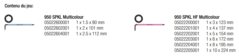 Jeu de 9 clés Allen bras long Wera de 1.5 à 10mm - 05022210001